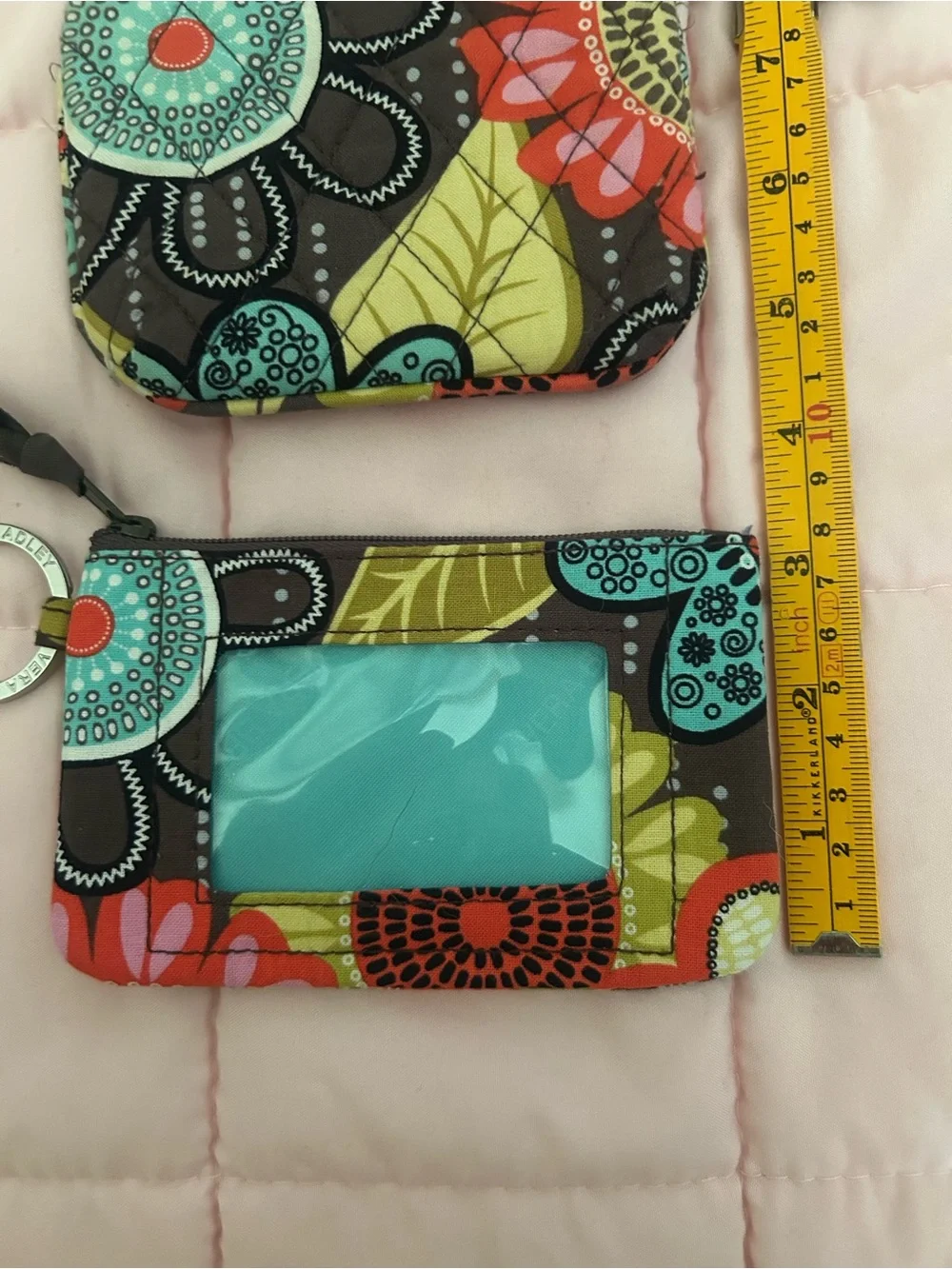 Vera Bradley Floral Quilted ID Holder & Coin Pouch - Turquoise, Brown, Red, Lime